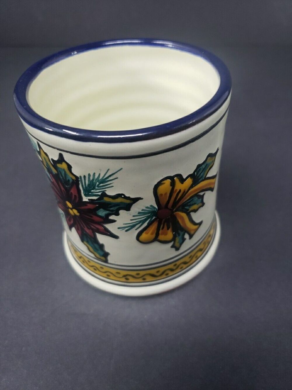 Talavera Pottery Coffee Mug Puebla Mexico Poinsettia Christmas Hand Painted - Picture 13 of 15